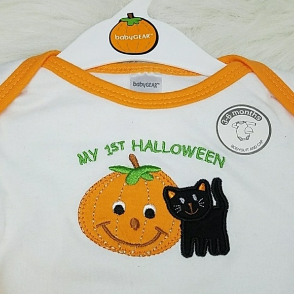 NWT 3pc Baby's 1st Halloween Bodysuit, Hat, Bootie - Picture 2 of 7